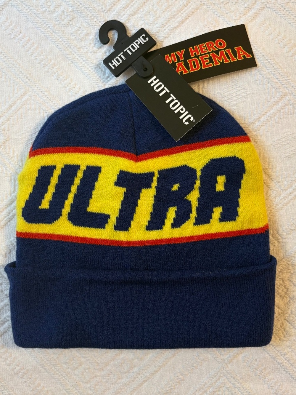 NWT My Hero Academia Plus Ultra Beanie Hat Hot Topic Anime Blue Yellow
